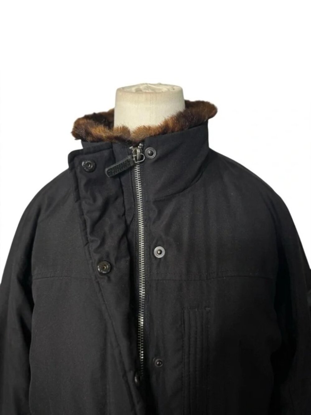 Lauren Ralph Lauren Ski Down Feather Black Parka Coat Faux Fur Size - Picture 3 of 8
